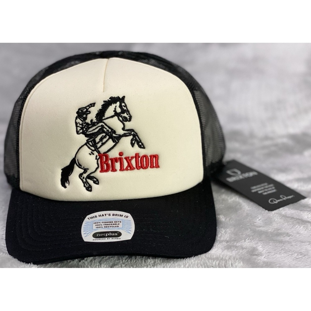Brixton Ranching Club NPMP Trucker Hat OSFA Black Off White Snapback Cap Mesh